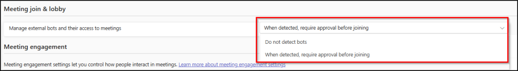 Manage external bots and their access to meetings via Admin center
