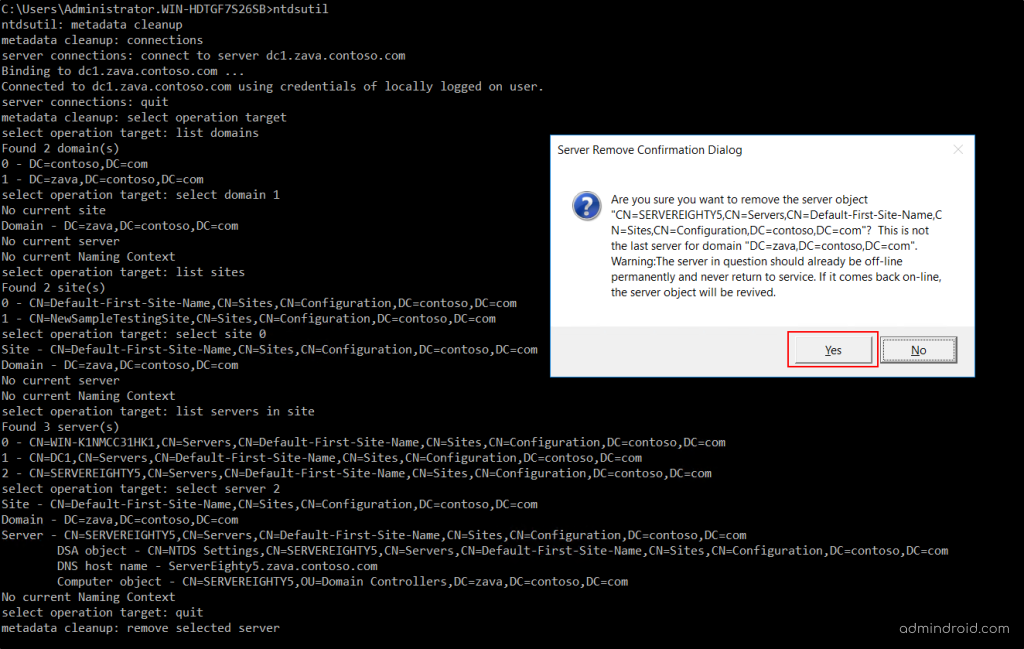 Metadata Cleanup for Domain Controller - Ntdsutil