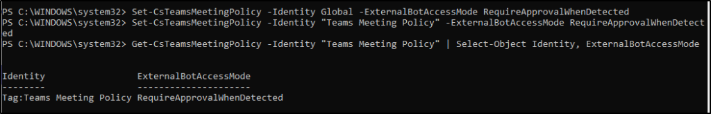 Require Bot Approval for Specific Teams Policy