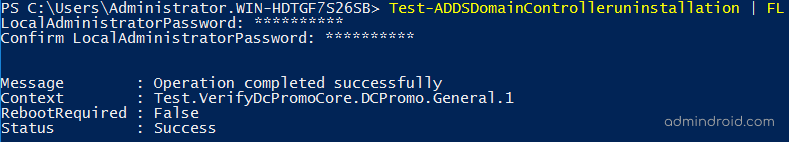 Test Domain Controller Uninstallation