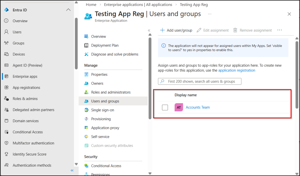 User assignment via service principals