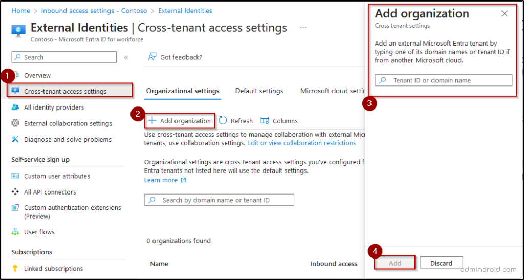Add Organization to Enable Cross-Tenant Sync