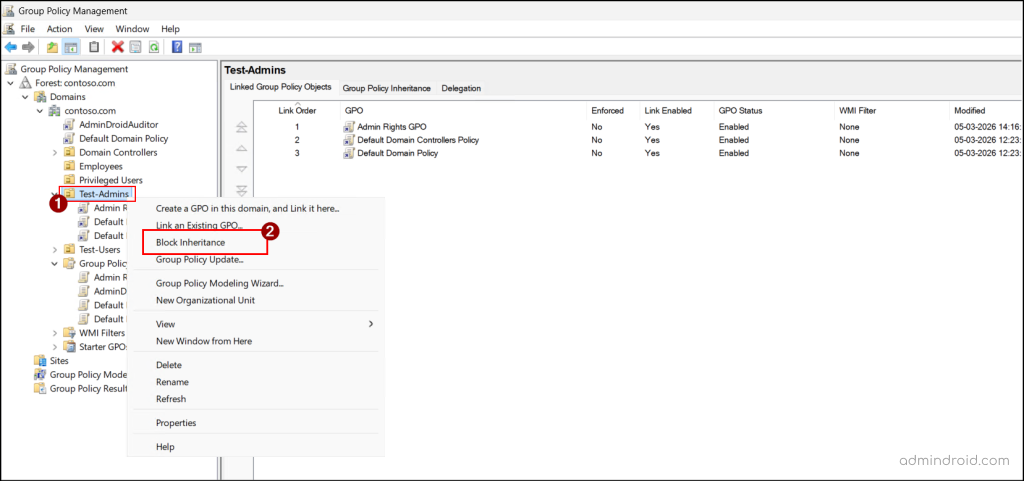 Block Active Directory GPO Inheritance