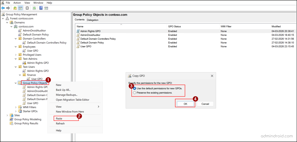 Copy GPO in Active Directory