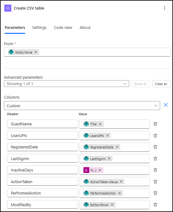 Sending inactive microsoft 365 guest user details as csv