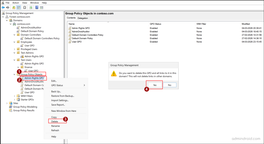 Delete a GPO in Active Directory