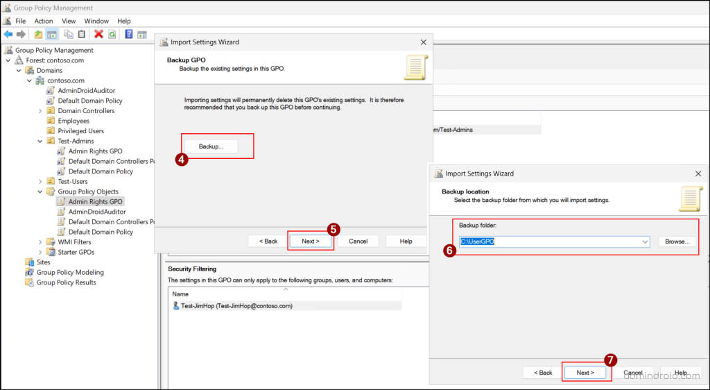 Import Group Policy Objects in Active Directory