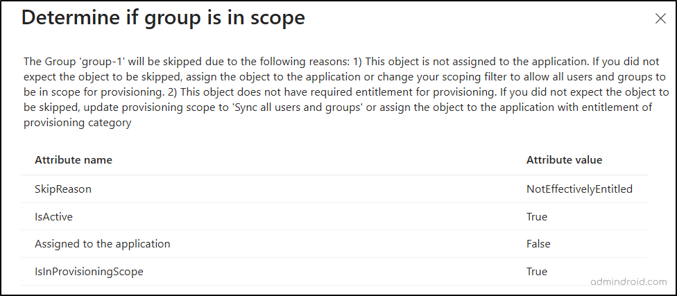Group Assignment Error in Provision on Demand