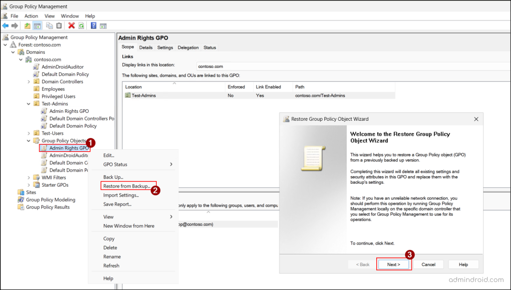 Restore GPO in Active Directory