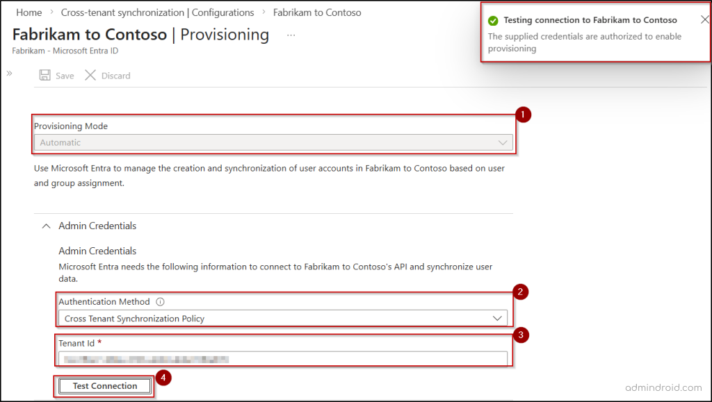 Test Cross-Tenant Synchronization Configuration