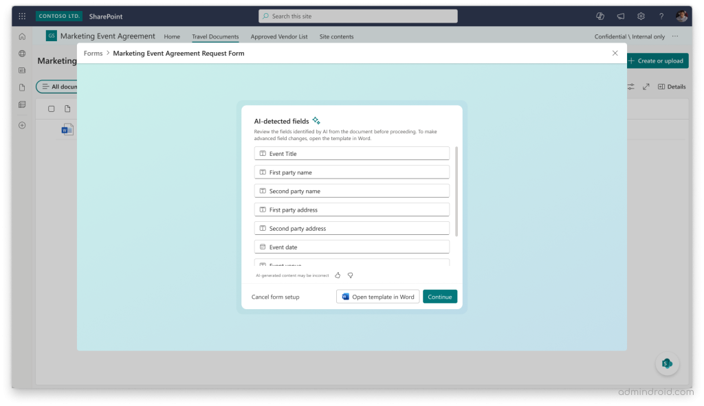 Manage Structured Document Form Input Fields