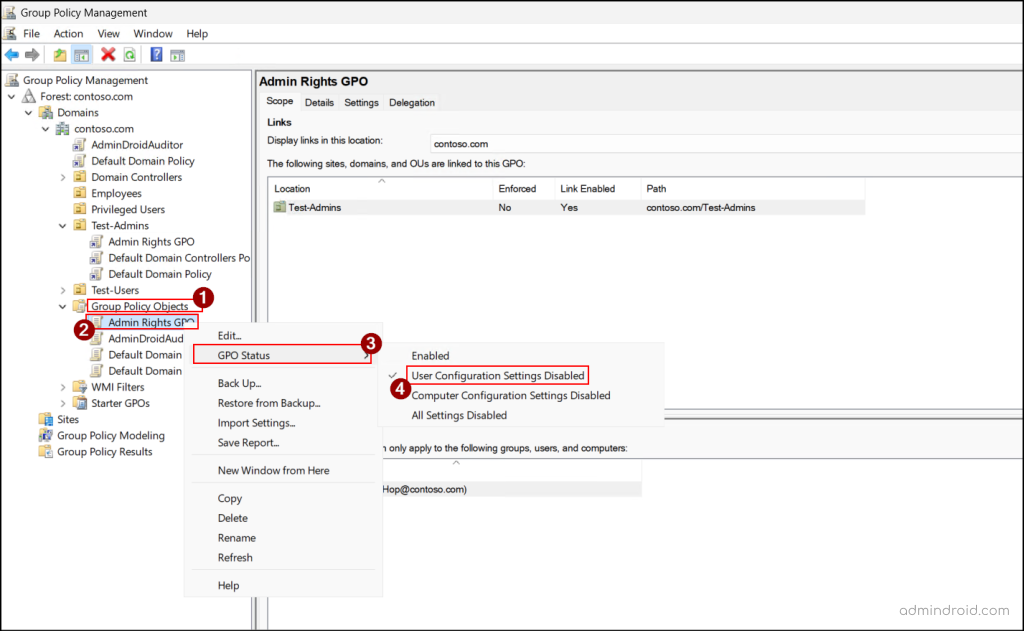 Enable or Disable a GPO in Active Directory