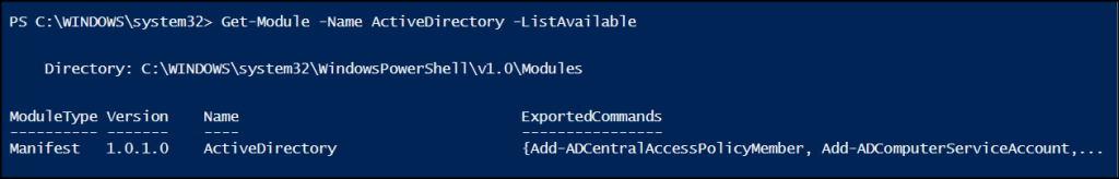 Check AD PowerShell Module installation