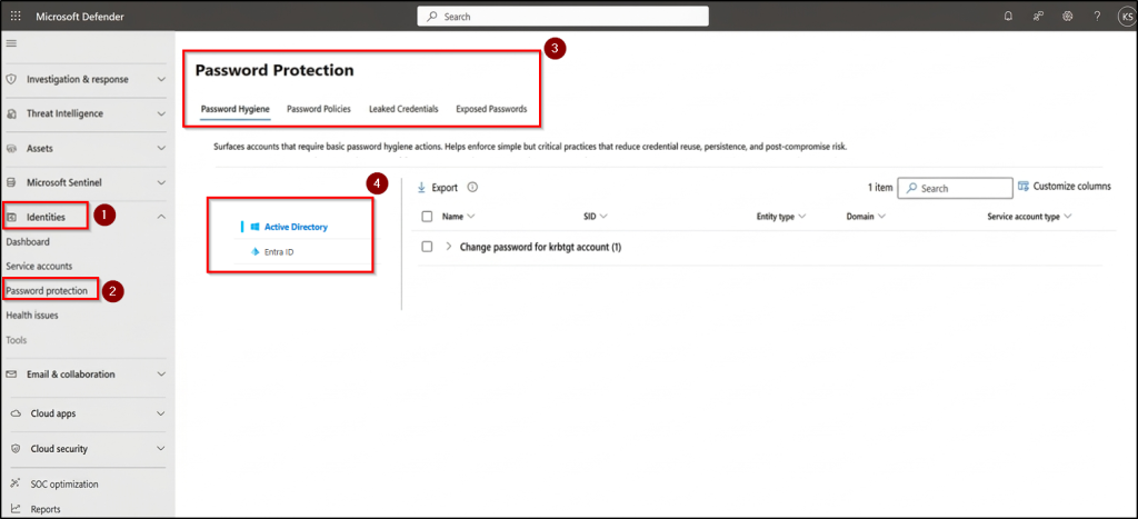 Password protection page in Microsoft Defender