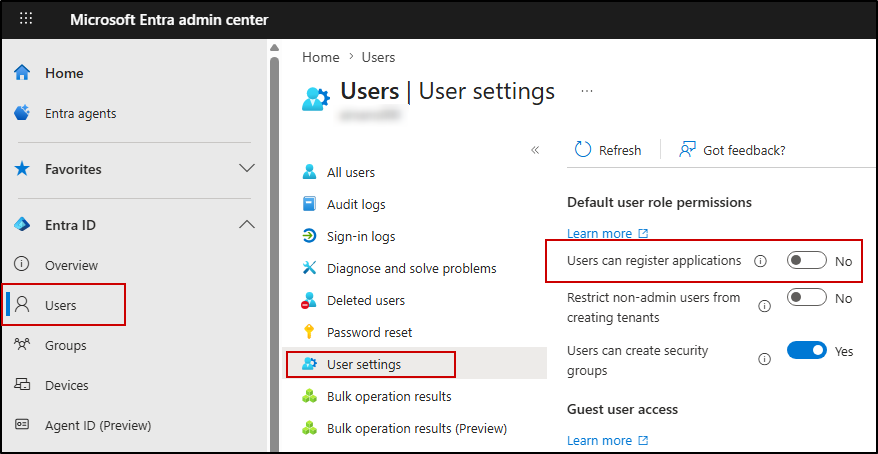 security settings to disable 