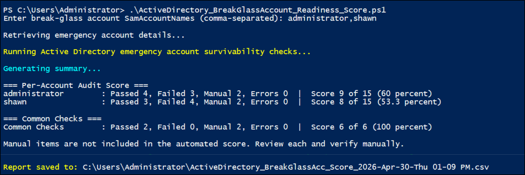 Break Glass Account Readiness Script