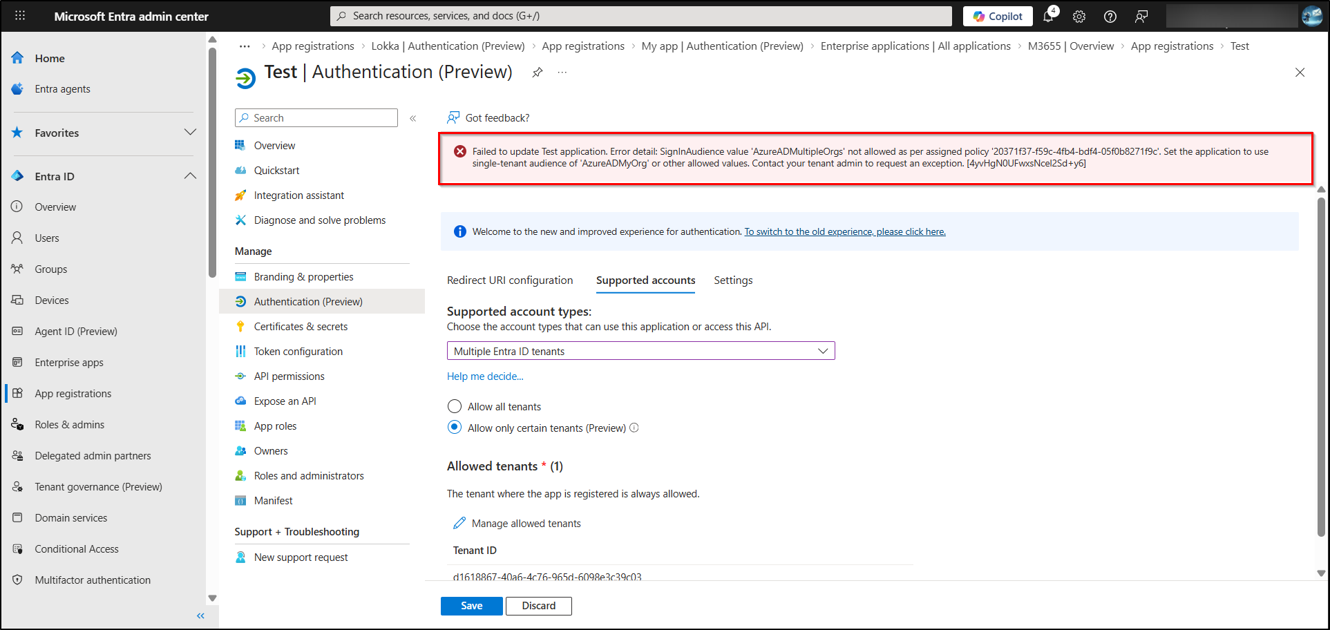 Error faced during multi-tenant app promotion