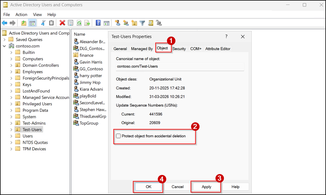 Delete protected OU in Active Directory using ADUC