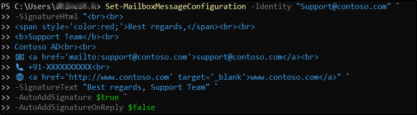 Set Up Email Signatures for Shared Mailboxes in Outlook using PowerShell