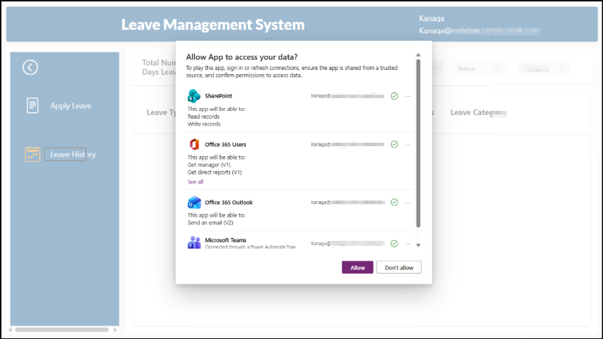 Import the leave management solution into Power apps