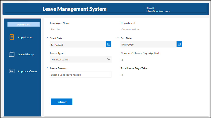 Leave Application form