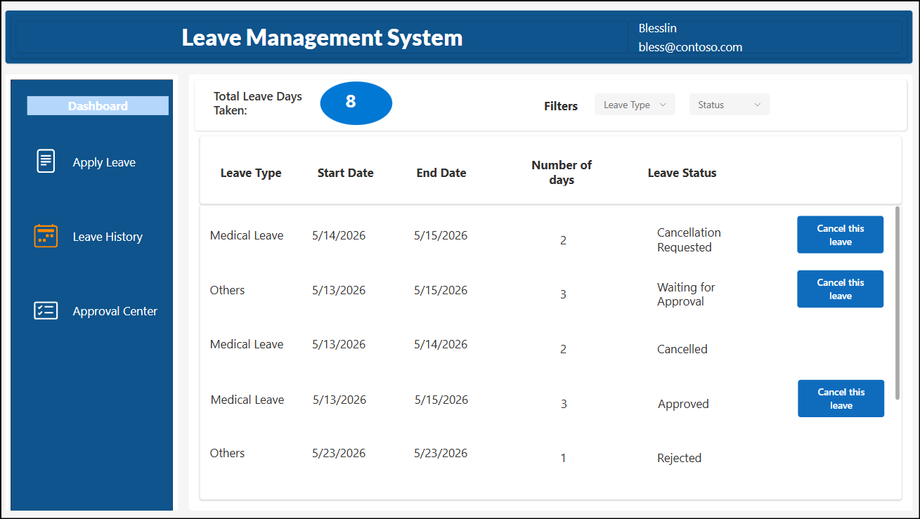 Leave Management System Using Power Apps