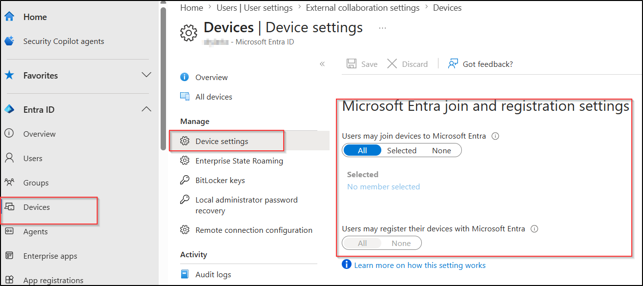 Manage Default User Permissions for Devices in Microsoft Entra ID