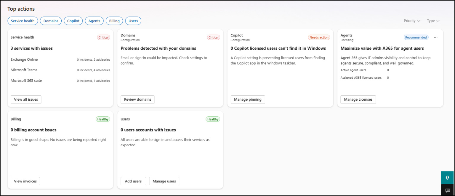 New Microsoft 365 Admin Center Dashboard Experience