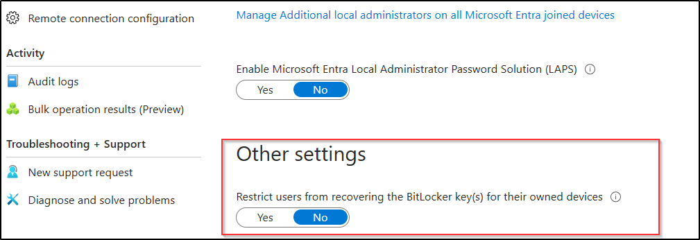 Default User Permission for BitLocker Recovery Keys