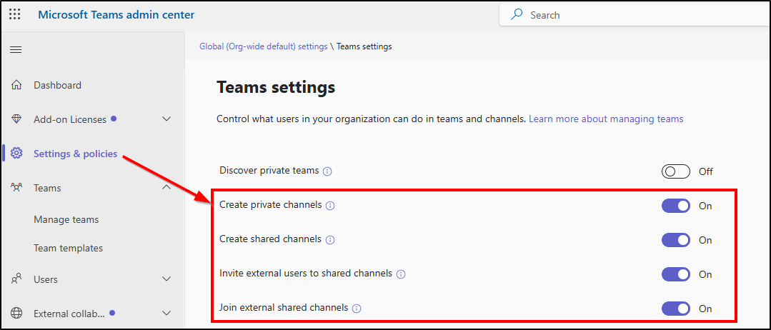 Teams Collaboration Settings