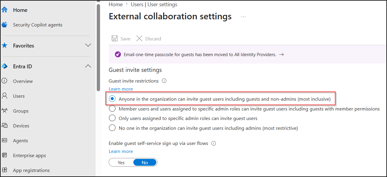 Manage Default User Permissions for Guest Invitations in Microsoft Entra ID