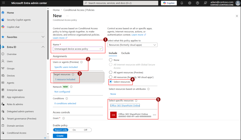 Configure CA Policy with App Enforced Restriction