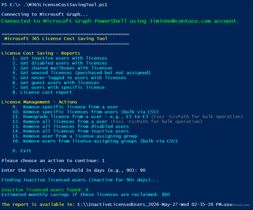 Free Microsoft 365 License Cost Optimization Tool