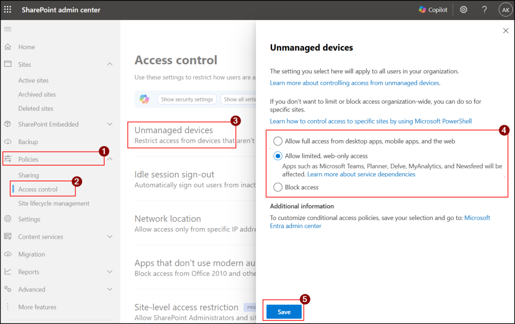 Limit SharePoint Access for Unmanaged Devices