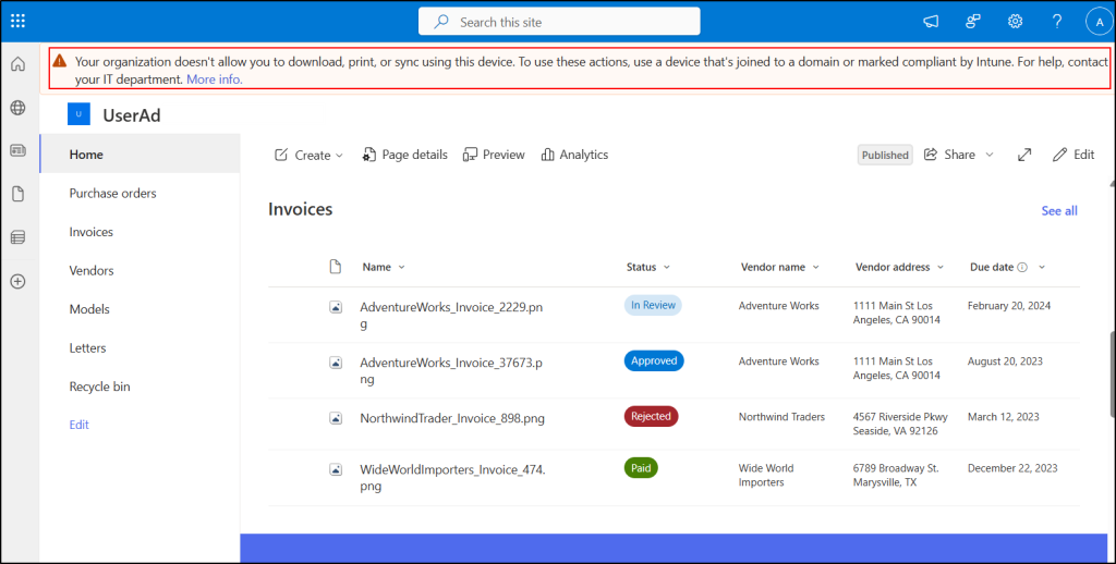 Limited Access for Unmanaged Devices in SharePoint