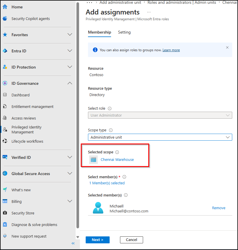 Assign PIM for My Staff Portal