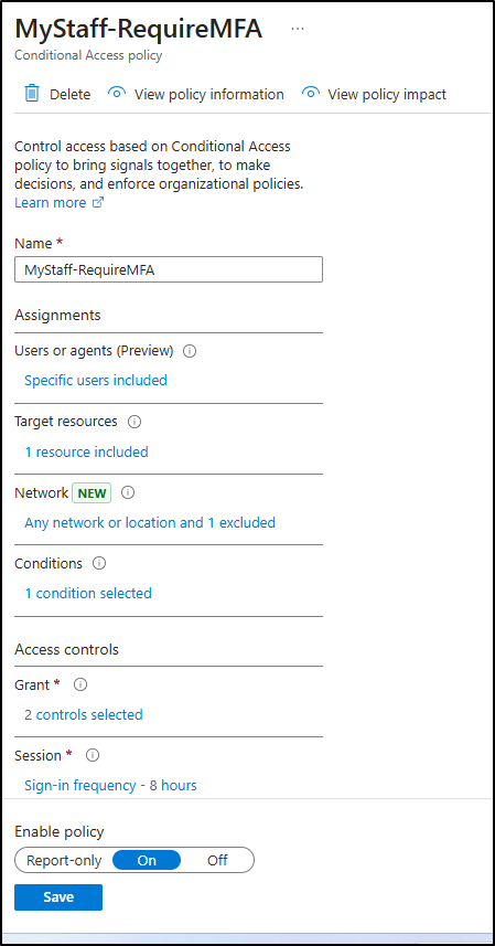 Create Conditional Access Policies for My Staff App