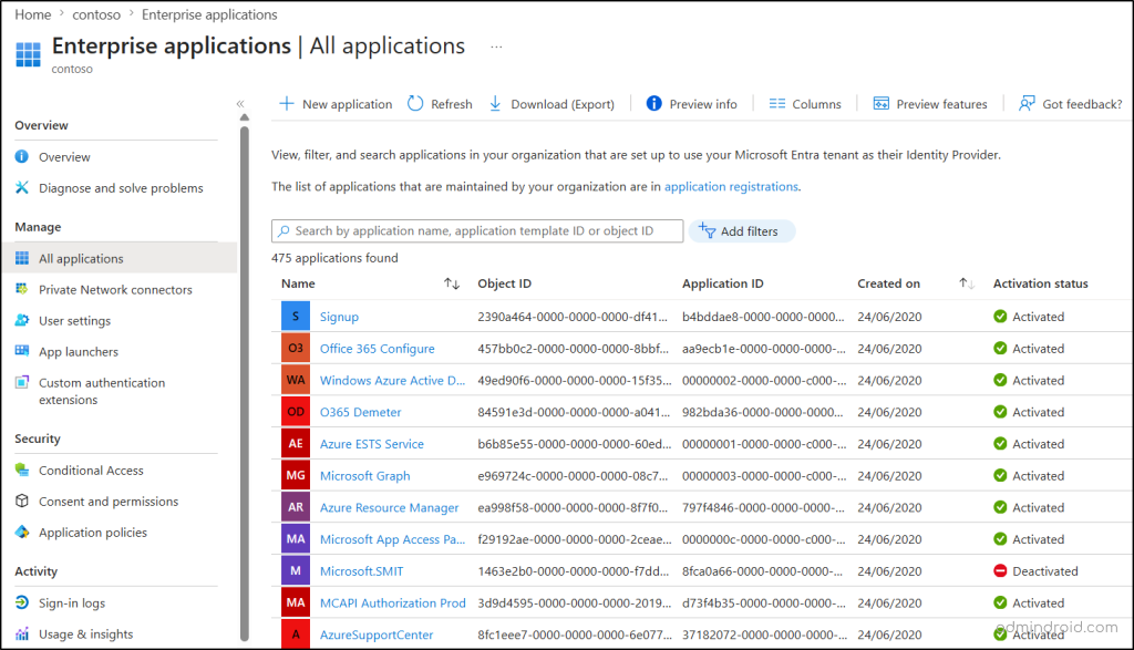 Get all Workload Identities in Microsoft Entra Admin Center
