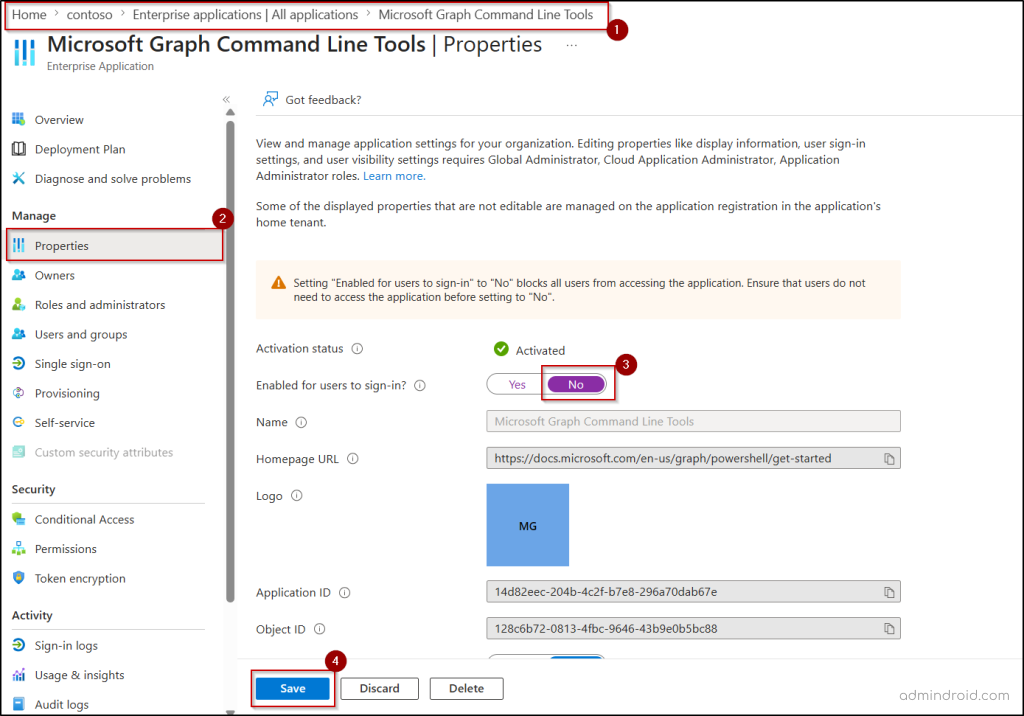 Disable a Microsoft Entra ID Application