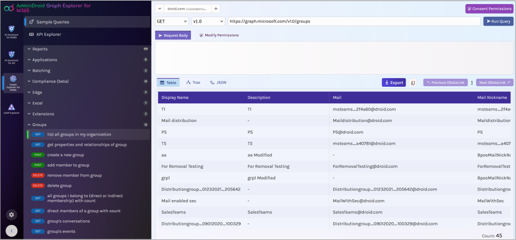 AdminDroid Graph Explorer for M365