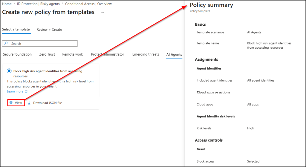 Block high risk agent identities from accessing resources