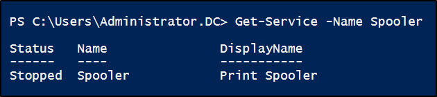 Disable print spooler and verify the status on local DC