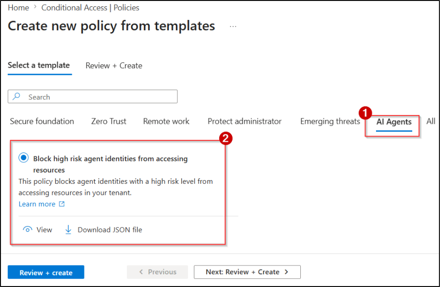 Block high-risk agents - Conditional access policy Template