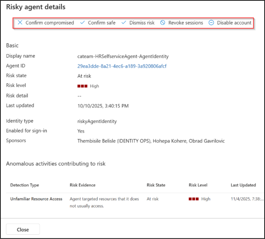 Analyze risky agents in entra