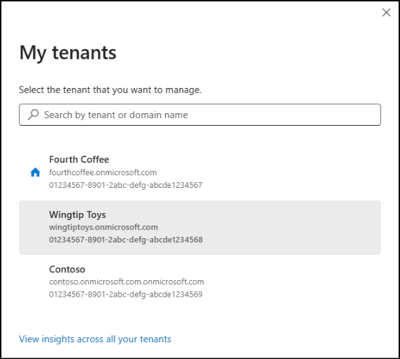 My Tenants in Microsoft 365 admin center