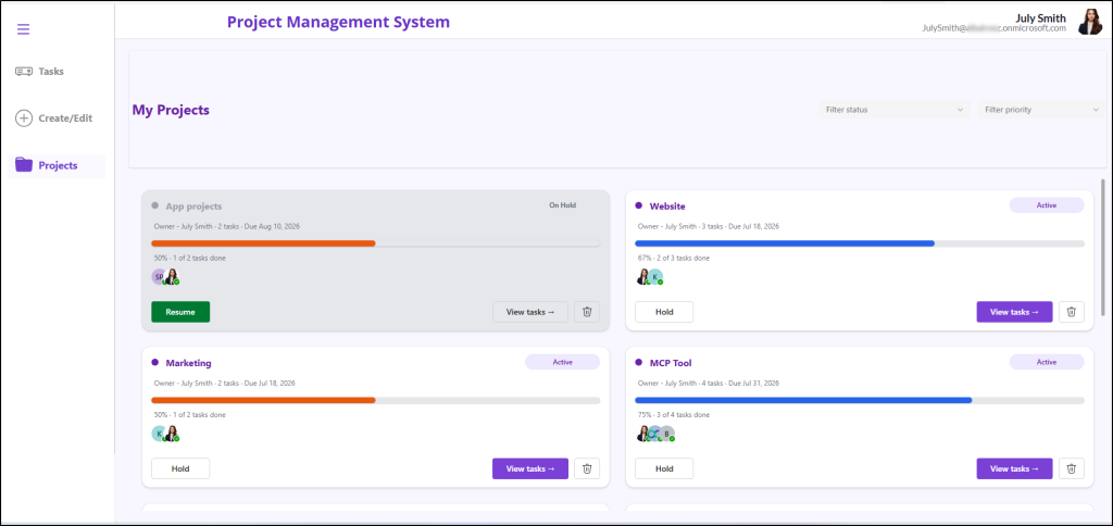 My projects page