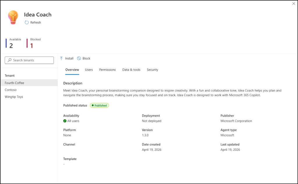 Review tenant-specific agent details in multi-tenant agent management