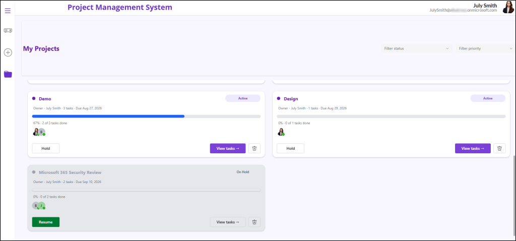 Track project status