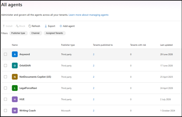 View agents in agent inventory in multi-tenant agent management
