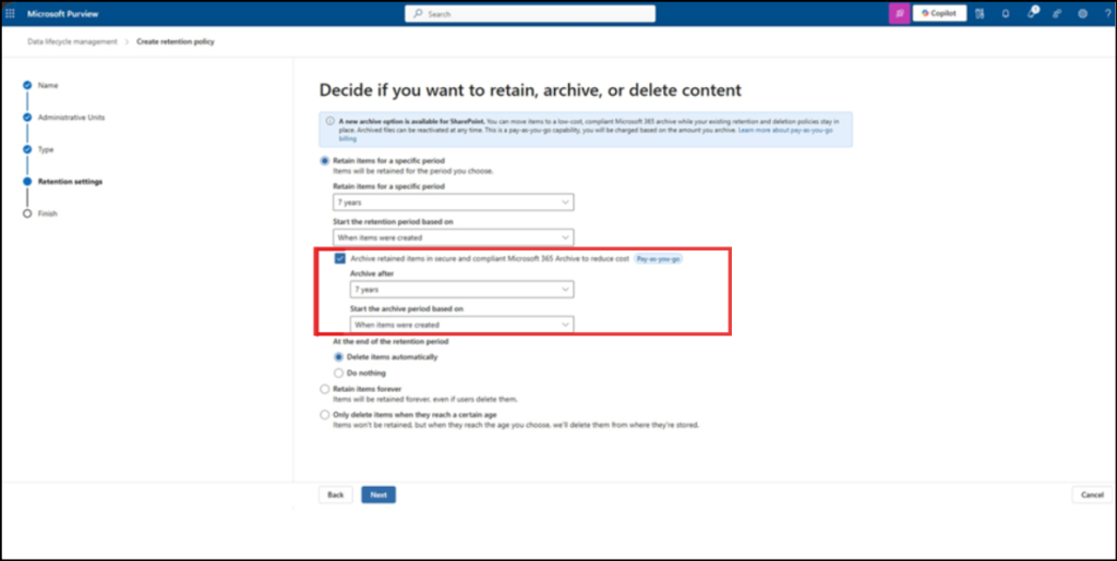 Archive Inactive OneDrive and SharePoint Files with Microsoft Purview Retention Policy